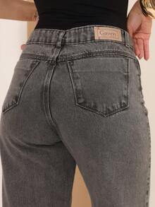 Calça Jeans Wide Leg Feminina Cintura Alta Tecido Grosso Elegante Confortável Vintage 100% Jeans Algodão