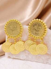 1 Pair Gold-Plated Brooch, Kurdish Turkish Bridal Costume Brooch, Luxury Jewelry For Arabic Ladies