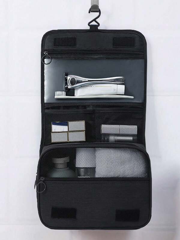 1pc Travel Hanging Toiletry Bag, For Men Women Travel Shaving Bag, Waterproof Makeup Bag, Wash Bag Makeup Organizer, Cosmetic Case For Bathroom Shower