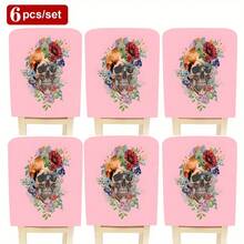 1 pieza/4 piezas/6 piezas/10 piezas Funda de silla de felpa corta con estampado de calavera y flores, funda de silla desmontable de tela de felpa corta, protector de respaldo de silla, cubierta decorativa para silla de comedor, apta para todas las estaciones, funda de silla decorativa para días festivos, para comedor, sala de estar, protección de silla para el hogar, con protección de respaldo, apta para restaurante, oficina, sala de estar, hotel y decoración del hogar