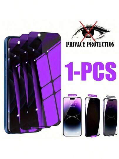 3 PIEZAS Protector de pantalla de vidrio templado púrpura con privacidad compatible con iPhone 7 8 X XS XS MAX 11 12 13 MINI 14 15 16 Pro PLUS ProMax, accesorios esenciales para protección de pantalla, aplicable a protector de pantalla diario, oficina, privacidad en el hogar