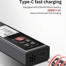 NOHAWK 40M/60M Mini Digital Gauge, M/Inch/Foot Unit Switching, TYPE-C Rechargeable, 28 Units Data Storage, Single, Continuous Measurements, Area, Volume, Pythagorean Measurements - Black - View 7