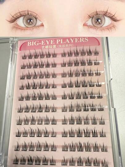 120 piezas de pestañas postizas suaves de estilo de dibujos animados naturales, diseño segmentado adecuado para principiantes, fácil de usar, delicadas y esponjosas pestañas negras, pestañas postizas de girasol