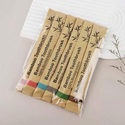 10pcs Disposable Bamboo Toothbrush, Soft Bristles & Hard Bristles