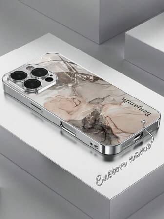 1개 맞춤형 이름, 멀티 텍스처 금박 대리석 패턴 유리 전화 케이스 Apple 17 Pro Max/16 Pro Max/15 Pro/14 Plus/13 Pro/12 Pro Max/11/XS Max/8/7/6 Plus, Galaxy S24 Ultra/S25 Ultra와 호환, 패셔너블, 다채롭고 귀엽고 재미있고 미니멀리스트, 어머니 날, 아버지 날 전화 케이스, 전화 커버, 전화 액세서리, 맞춤형 전화 케이스