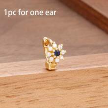 1 Peça Brinco Argola Pequena com Zircônia, Brinco Dourado 18K com Florzinha, Brincos de Cartilagem, Labrete, Tragus, Hélix, Joias de Piercing