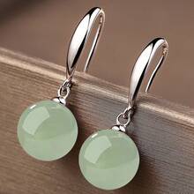 Vintage Court-Style Jade Earrings: Hanfu-Inspired Imitation Nephrite & Gemstone Jewelry For Women