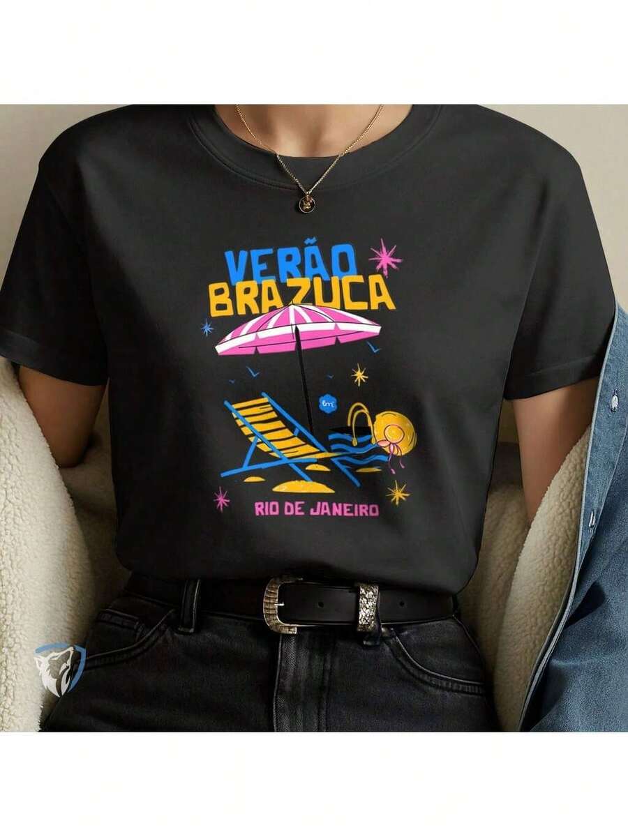 T-Shirt Criativa Verão Carioca | Estampa Leve com Estilo Exclusivo - Preto - Visão 1