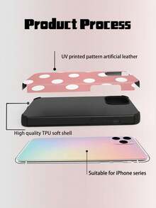 An Elegant Phone Case That Does Not Include A Lanyard Or Stand. This Leather Phone Case Features A Minimalist And Pretty Polka Dot Design. It's A 1-Piece Case With A Black And White Polka Dot Print. The Soft Leather Case Has A Modern, Minimalist French Boho Style And Is Compatible With The  Galaxy S24 Ultra, S17 Pro, S16 Pro, S12 Pro, S13, S14 Plus, S15 Pro, S16 Pro, And S11/S13 Pro Spring. - 粉色 - 查看 5