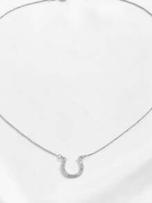 1Pc Personalized Name Necklace, Stainless Steel Jewelry,Custom Horseshoe Necklace, Engraved With Your Name Or Horse Name, Lucky Horseshoe Pendant Necklace For Girl Christmas Gifts - Multicolor - View 6