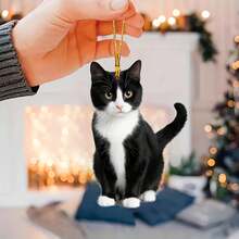 Cute Tuxedo Cat Keychain, Kawaii Bag Charm Car Key Chain Accessories For Backpack, Animal Kitty Keychain Purse Charms, Cat Lover Gifts For Women (2 Pcs) - 1 - 查看 3