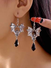 万圣节蝙蝠水晶耳环欧美夸张哥特节日蝙蝠耳环复古耳钉节日礼物送朋友 - 蝙蝠耳環 - 查看 2