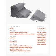 Wedge Pillow For Sleeping, 4 Pcs Adjustable Orthopedic Bed Wedge Set, Support Leg Neck Shoulder, Post Surgery Pillow For Back Pain, Acid Reflux, Snoring Relief, Sitting Up In Bed, Dark Grey - Dark Grey - View 7