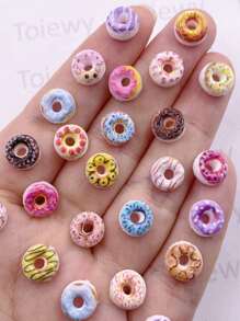 30pcs Mixed Resin Colorful Cute Mini 3D Simulated Donuts Flat Back Stone Scrapbook DIY Jewellery Fashion Decor Crafts Accessories