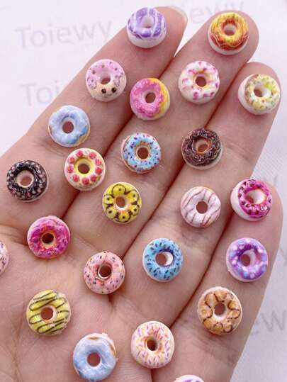 30pcs Mixed Resin Colorful Cute Mini 3D Simulated Donuts Flat Back Stone Scrapbook DIY Jewellery Fashion Decor Crafts Accessories