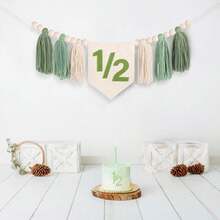 (1 Set) 1/2 High Chair Banner, 6 Months Birthday Party Decor, Boho Style Party Decor, Photography Backdrop Decor