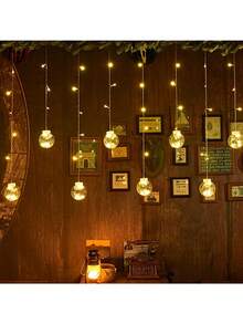 12pcs Warm Color Wishing Ball String Lights, Transparent Ball Lamps With USB Port, Hanging Decor Lights, Suitable For Christmas, Thanksgiving, Halloween, Birthday And Indoor Party Decoration | Classic Style