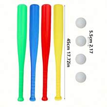 17.7 英寸塑料棒球棒带球 - 轻量级户外游戏套装，适合后院游戏和派对、万圣节圣诞节生日礼物