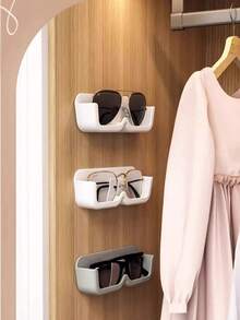 4pcs/Set Transparent Eyeglasses Storage Box, Bedside Organizer, Bathroom Rack, Eyewear Holder, Drill-Free Hard Protective Glasses & Tissue Box, Available In 1pc And 4pcs - Multicolor - View 6