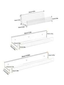 1/2 件亚克力壁挂式收纳架、浴室壁架、化妆品收纳架、皂液器收纳架、淋浴架、浴室、厨房、客厅粘贴式搁板 - 彩色 - 查看 11
