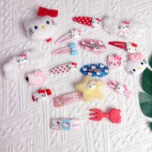 Sanrio 15pcs Sanrio Hello Kitty Hair Accessories Set - Fashionable Resin Hairbands And Clips, Ideal Christmas Gift For Girlfriend