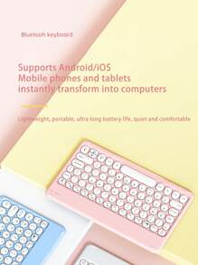 AKKHOO 10-Inch Ultra-Thin Rechargeable Silent Wireless Keyboard, Compatible With IPad, Computer, Phone, Tablet