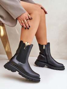 Botines de mujer versátiles y de moda para uso casual y de viaje - Negro - Ver 8