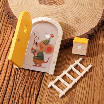 1 Sets Wooden Cartoon Fairy Tale Door, Mini Ladder Decoration Fairy Tale Door Ornaments, Colorful Heart-Shaped Fairy Tale Door Home Decoration Ornaments, Commemorative Photo Props, Christmas, And Birthday Gifts Christmas Decorations Room Decor