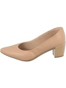Anna Karol 6cm High Thick Heel Luxury Pointed Toe Pumps - Beis - Ver 3