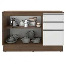 Gabinete Bajo Cocina Madesa Glamy 120cm Sin Encimera Color M - Marrón y Blanco - Ver 6