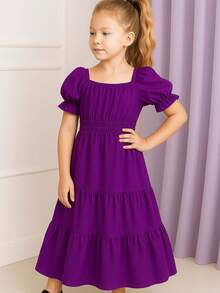 Children's Long Dress With Luxury  Sleeves - 紫色 - 查看 5
