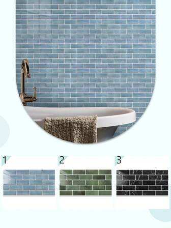 COMMOMY 1/10/20 Pcs - PVC Glossy Peel And Stick Tile Wall Stickers - 30cm X 15cm, Kitchen Backsplash Tile Stickers, Bathroom Wall Stickers, Waterproof, Easy To Install, Multiple Styles, For Indoor Walls, Wall Decoration