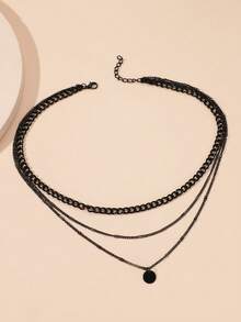 1 pieza Collar de cadena con discos multicapa, adecuado para uso diario - Negro - Ver 4