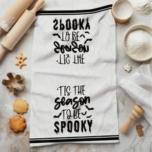 2/4/6/48pcs Ghostly Letter Print Soft Kitchen Towels/Hand Towels, Multi-Purpose, Quick Drying Dish Cloths, Suitable For Kitchen, Celebrations, Weddings, Decorations And More