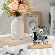 1 bucată, decorațiune vrăjitoare de Halloween WATCH BOOK CLUB Salem ornament magic misterios, ornament de birou în stil întunecat, element craniu cu poțiune de carte magică, ornament de colecție cu tematică vrăjitoare pentru prieteni, potrivit pentru R