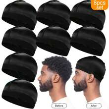 Awegeo Turban pentru bărbați 1/2/4/6/8buc, șapcă ondulată, șapcă sportivă, elastică, elastică, respirabilă, cu bandă de transpirație, pepene verde