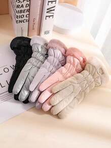1 Pair Women's Winter Warm Gloves, Lined, Waterproof Windproof, Touchscreen Motorcycle Riding Gloves, 2025 New Arrival - Multicolor - View 3