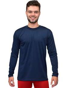 Camisa Térmica Compressão Segunda Pele Proteção Uv Masculino - Azul - Visão 1