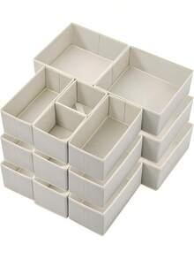 Stero 12 Pack Drawer Organizers For Clothing, Dresser Drawer Organizer Clothes, Fabric Foldable Closet Organizers And Storage Basket Bins For Clothes, Underwear, Bras, Socks (White)