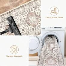 Boho Washable Area Rug Large Soft Living Room Bedroom Floor Carpet Mat Indoor Farmhouse Vintage Non Slip Accent Throw Rugs For Entryway Kitchen Dorm Dining Room - Màu nâu - Xem 5
