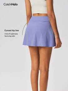 Catch Halo A-Line High Waist Tennis Skirt With Pockets - Tummy Control & Built In Shorts Anti Flash Lining Pleated Athletic Skirt | 4-Way Stretch Breathable Fabric Fashion Atheleisuire Sport Mini Skirt For Gym, Tennis, Golf, Yoga (Lavender, S~2XL)