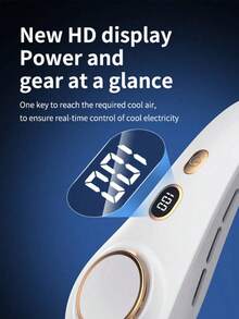 Portable Neckband Fan, Bladeless Fan, Digital Display, 5 Adjustable Speeds, Suitable For Indoor/Outdoor, Outdoor Sports Neck Fan, Essential For Holidays,Spring Summer Picks,Brides Maid Gifts,Room,Bedroom Decor,Beach,Travel,For Men,For Women,Vacation,Cute Stuff - Multicolor - View 5