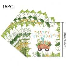 16 szt./jednorazowych serwetek zaprojektowanych specjalnie na przyjęcia urodzinowe dla dzieci z motywem kreskówkowych dinozaurów