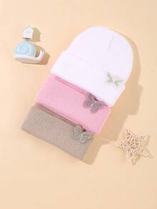 3 件装婴儿舒适冬季帽子柔软针织帽适合居家和育儿室使用 - 彩色 - 查看 5