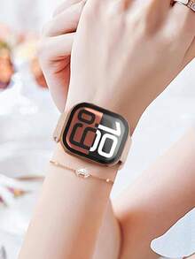 1pc Rose Gold Apple Watch Case, Suitable For Young Fashionable Women's Watches, Protective Case For Sports, Casual, Business, Minimalist Straight Edge Design, Built-In Seal, Shockproof, Scratch-Resistant, Dustproof Hard PC Shell + High-Definition Tempered Glass Screen Protector, Integrated Watch Case, Compatible With Apple Watch 40mm/41mm/44mm/45mm/49mm, Compatible With Apple Watch Ultra3/2/1SE/S9/S10/S8/S7/S6/S5/S4, Anti-Fall And Scratch Apple Watch Case In Silver - Rose Gold - View 10