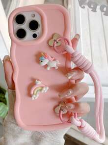 Einhorn Handyhülle, Makronen Handyhülle + Handgelenksschlaufe Handyhülle, kompatibel mit iPhone 17 Pro Max/16 Pro Max/15 Pro Max/14 Pro Max/13 Pro Max/12 Pro Max/11 Pro Max/XS Max/7/8 Plus, OPPO, VIVO, Honor, Transsion Handys, wasserdicht, stoßfest, kratzfest - Pink - Übersicht 1