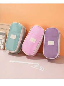 1pc创意双可扩展多功能大容量铅笔袋，适合初中/高中学生，时尚桌面收纳铅笔袋，返校礼物，返校，学校用品，铅笔袋，书包铅笔袋大容量马卡龙配色变身学生简约铅笔盒