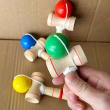 Wooden Kendama Skill Ball, Japanese Traditional Toy For Beginners And Professionals, Includes Sun And Moon Cups - Multicolor - View 5