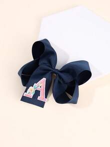 1 pezzo Fermaglio per capelli a fiocco con lettera da A a Z, Molletta per capelli a farfalla di moda, Accessorio per capelli grande e rialzato, Regalo per ragazze e adolescenti - Blu Navy - Visualizzare 15