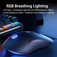 HP Mouse M280 Colorful RGB Gaming Mouse 16.8 Million Colors Dynamic Lighting Effects/Multi-Mode Switching Ergonomic Symmetrical Design High-Precision Sensor 6 Programmable Buttons White Silent - White Silent Model - View 6